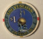 The Venetian Casino  1 Poker Chip Las Vegas Nevada Gaming Gambling Nv Vintage