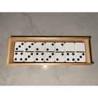 Luxe Dominoes Wood Box Nib Orange Sliding Lucite Lid