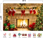 7x5ft Christmas Fireplace Backdrop Photography Xmas Tree Sock Photo Background 