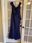Christina Wu Elegance Navy Chiffon Sleeveless Cowl Neck A-line Dress 16 17180