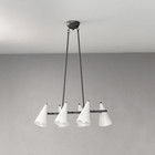 Vintage Mcm Pendant Chandelier     6 Beige Cone Lights  Mid-century Modern Style