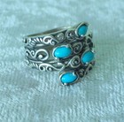 Carolyn Pollack Relios Turquoise Sterling Silver 4 Band Ring Bypass Sz 8 Signed