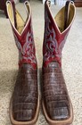 Justin Boots 700044 Us 8 5 Custom Cowboy Boots Brown And Red Caiman Embossed