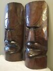 Vintage Carved Tiki Tribal Masks Wall Art Set Of 2