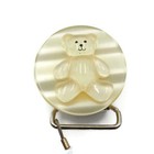 Cream Pearlized Lucite Teddy Bear Pacifier Clip With Faux Pearl Chain