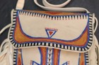 Vtg Plains Indian Native American Parfleche Bag Painted Tan Leather Purse Pouch