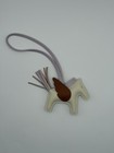 Herm  s Pegase Rodeo Bag Charm Pm Milo Lambskin White   Brown   Pink