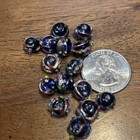 Antique Old Stock Dark Blue Gold Murano Wedding Art Glass Bead Exact Lot Of 12