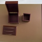 Vintage The Bombay Company 1996 Wood And Brass 3 Piece Desk Organizer Set