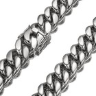 6-22mm Mens Hip Hop Stainless Steel Miami Cuban Link Chain Necklace Silver Color