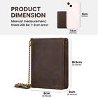 Baigio Men Chain Wallet Real Genuine Leather Rfid Biker Trucker Bifold Purse New