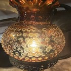 Vintage Amber Hobnail Glass Hanging Swag Lamp  Metal Trim  Corded Wall Mounting