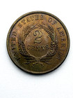 1864 Large Motto 2 Cent Piece   Choice Brown Uncirculated   Nice Original Lustre