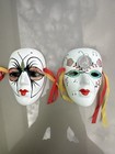 Vintage Mardi Gras Porcelain Ceramic Multi Color Face Mask Wall Hanging Jester