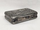 Rare Antique 1800 s Pewter Hunting Dog Quail Snuff Box Pill Coin Jewelry Vintage