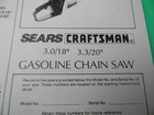 Sears   Craftsman Chainsaw Owners Manual 3 0 18  3 3 20    Box 633 A