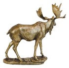 Realistic Large Bull Moose Statue In Gold Patina 11  W Rustic Elk Deer Accent
