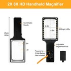 2x 8x Led Lighted Magnifying Glass For Reading Seniors Low Vision Handheld Black