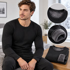 Men s Thermal Fleece Lined Long Sleeve Shirt Winter Warm Crew Neck Top M-5xl