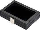 Jewelry Display Case Tempered Glass Top Lid Black Leatherette gemstone Displa   