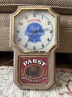 Vtg  Pabst Blue Ribbon Pbr Beer Sign Light   Clock W  Motion  Wood Grain Cabinet