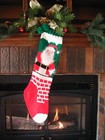 Santa Christmas Stocking or choose Design hand Knit   Will Personalize Free