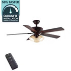 Campbell 52 In  Indoor Led Mediterranean Bronze Ceiling Fan With Light Kit  Down