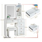 Vanity White Makeup Table Stool Set Dressing Desk With Led Lighted Mirror Drawer