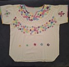 Handmade Mexican Huipil Embroidered Cotton Women s Top Medium Multi-color