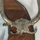 Antique Victorian Oak Framed Beveled Wall Mirror And Hat Rack  18    Dia 