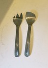 Vintage Wilton Armetale Flutes   Pearls Pewter Large Serving Spoon   Fork Set 