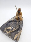 Antique Austrian Vienna Bronze Ashtray Cold-painted Arab Figure Holding A Rifle 