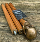 Walking Stick-antique Style Brass Skull Head Handle Designer Wooden Shaft Cane