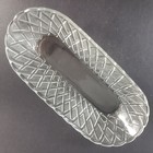 Indiana Glass Pretzel Pattern Clear Oval Celery Relish Dish Basket Weave 10 5 