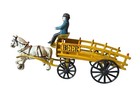 Rare And Antique Wilkins Cast Iron Horse Drawn Beer Cart With Horse And Rider