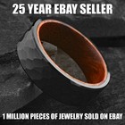 Black Brushed Hammered Tungsten Carbide Ring W  Rosewood Inside Wedding Band