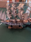 Vintage Wood Model Ship Boat Assembled Set Of 2