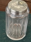 Antique Set Of 3 Sterling Silver Lid And Cut Glass Vanity Bottles Powder Jars