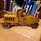 Nice Vintage Hubley Yellow Cast Iron 1920 s  Boattail Race Car