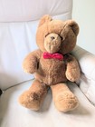 Vintage 1986 Dakin Fun Farm Teddy Bear 21  Brown Plush Stuffed Red Bow Tie