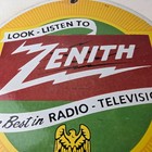 Vintage Zenith Radio Television Sign - Tv Advertising Porcelain Gas Sign