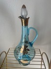 Vintage Mid Century Aqua Glass Decanter Czech