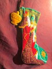 Bucilla Felt Christmas Stocking 18 Inch  Completed Handmade Beaded And Sequined