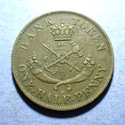 1857 Bank Of Upper Canada Half Penny Bank Token  Ch  Vf