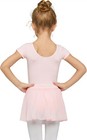 Toddler Dance Ballet Leotards For Girls Classic Short Sleeve Tutu Skirt Tight   