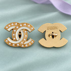 4 Pcs Chanel Cc Pearl Ivory Enamel Gold Buttons 20x22mm Set Of 4
