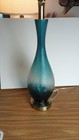 Blue Lamp Glass Textured Glaze Swirling Shades Of Blue Paint Design No Shade Med