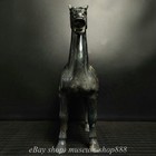 15 8  Old Chinese Bronze Ware Fengshui 12 Zodiac Year Black Horse Statue