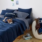 Queen Percale Stripe Sheet Set Blue brown - The Hollister