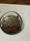 Vintage Bronze Tone Round Cat Face Brooch Pin